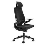 Steelcase Gesture Office Chair with Head Rest - Ergonomic Work Chair with Wheels for Hard Flooring - Comfortable Office Chair - Intuitive-to-Adjust Chairs for Desk - 360-Degree Arms - Licorice Fabric
