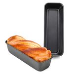 Beasea Long Loaf Bread Pan, 12x4 Inch 2 Set Rectangle Loaf Pan, Nonstick Bread Pans Carbon Steel Toast Pan Black Cake Pan Loaf Baking Pans Bakeware for Oven Baking