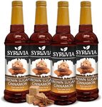 Syruvia 4 Pack Brown Sugar Cinnamon Syrup for Coffee – Brown Sugar Cinnamon Coffee Syrup Flavor, 25.4 fl oz, Kosher, Gluten Free, Ideal for Coffee, Drinks, Desserts, and More, No Coloring