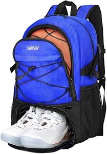 DAFISKY Basketball Backpack with Ball Compartment – Large Basketball Bag with Shoes Compartment Soccer Volleyball Bag Sports Backpack for Football, Blue