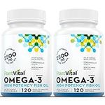 PlantVital Omega 3 Fish Oil Capsules 1200mg - 240 Softgels - EPA & DHA Fish Oil Omega 3 Supplements - Support Cognitive Health, Brain Function & Cardiovascular Health