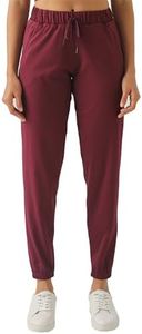 Rrosseyz Joggers for Women with Zipper Pockets Lightweight Stretch Athletic Pants for Travel Casual Workout(Wine Red,XXL)