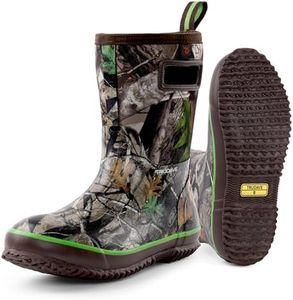 Trudave Rubber Boots for Men, Warm 4.5mm Neoprene Waterproof Insulated Rain Boots, Mid Calf All-Season Mud Boots for Outdoor Work Hunting (Size 6-13)