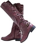 Womens Lace Up Knee High Boots Moto