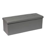 Bonlife Faux Leather ottoman Storage Boxes Bench Toy Box Chest Foldable Seat Foot Stool Bedroom Furniture Hold Up to 300 kg (Light Grey)