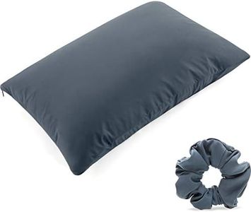 PILLOWY Ultra Silk Like Beauty Pillow Cover - Blend of 85% Nylon and 15% Spandex Means This Cover is Designed to Keep Hair Tangle Free and Helps Skin - Bonus Matching Hair Scrunchie, Dark Slate, King