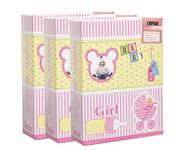 3 x Arpan Pink 6x4'' Slip in Photo Album for 100 Photos - Baby Girl Gift