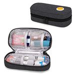 CURMIO Insulated Epipen Carrying Case, Portable Medicine Supplies Bag for 2 EpiPen, Auvi-Q, Syringes, Vials, Nasal Spray, Home and Travel, Black (Patented Design)