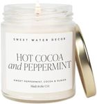 Sweet Water Decor Hot Cocoa and Peppermint Soy Candle | Chocolate, Peppermint, and Vanilla Holiday Scented Candles for Home | 9oz Clear Jar Candle with Gold Lid, 40+ Hour Burn Time, Made in the USA