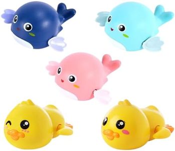 ELfcAt Juguetes de Baño para Bebé, Juguetes Acuáticos, Piscina, Juguetes de Bañera, Diversión en el Baño, Animales Acuáticos para Niños Pequeños, Bañera, Ppatos 5 Piezas