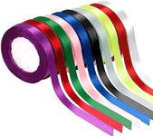 Tanstic 10 Rolls 10 Colors Satin Ribbon Kit, 3/5 Inch x 25 Yards Fabric Ribbons, Gift Wrapping Ribbon, Double Face Solid Color Fabric Satin Ribbon for Gift Wrapping, Party Decoration, Bow Making