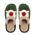 NICEYEA Winter Womens Warm Memory Foam Slippers Cute Christmas Deer Fuzzy House Slippers Faux Fur Fluffy Slippers Non Slip House Shoes