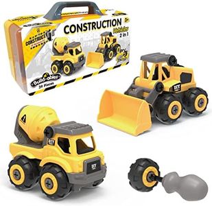 Construct IT Buildables 2-in-1 Digger and Cement Truck - 39 Pieces Cement Mixer Construction Set - STEM Toys for 3+ Year Old - Cement Truck and Digger Construction Toys - Build Your Own Cement Mixer