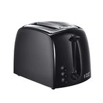 Russell Hobbs Textures 2 Slice Toaster (Extra Wide Slots, 6 Browning levels, Frozen, cancel & reheat function with indicator lights, Removable crumb tray, 850W, Black matt & high gloss finish) 21641