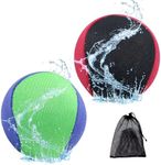 Satiskid 2 Pcs Water Bouncing Ball with Net Storage Bag, Soft Quick Drying Water Jumping Balls Funny Pool Toys Balls Bounce Water Ball for Kids Adults, Skimming Balls Water Skip Balls for Pool Beach