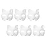 Ciieeo 6pcs Blank Paper Cat Masks White Plain Masks Unpainted Animal DIY Masquerade Cosplay Masks for Carnival Party