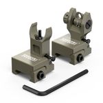 Feyachi Flip Up Iron Sight Front Rear Sight Compatible for Picatinny Rail and Weaver Rail of Rifle, Foldable Sights Sand