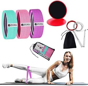 Resistance Exercise Booty Bands & Core Gliders & Jump Rope Set, Ab Floor Slider Discs w/ Double Side, Fitness Hip Circle Bands, Speed Jump Rope Crossfit for Men and Women Gift, Full Body Workout Fitness Exercise (Fabric Set)