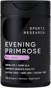 Sports Research Evening Primrose Oil (500mg) Cold-Pressed with No fillers or Artificial Ingredients, Non-GMO Tested - Gluten & Soy Free (240 Liquid Softgels)