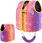 Pottwal Swim Vest for Kids - Swim Jacket for 1-2 Years (24-33LBS) - Buoyancy Aid Made of Neoprene & EPE - with 8 Pockets for Detachable EPE - Purple Mermaid Scales