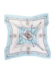 sourcing map Women 100% Silk Floral Graphic Print Square Scarf Head Scarves Kerchief Neckerchief 21 Inches Light Blue Chains 21 5/8 x 21 5/8 inches