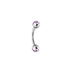 BodyJewelryOnline Women's Curved Eyebrow Ring 16ga High Polish Titanium with Pink Cz Jewels