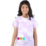 Nusyl Girls Lilac Emoji Printed Tie & Dye Tshirt |Printed Top| Half Sleeves T-shirt with Ribbed Neck| Regular Fit | Soft Fabric