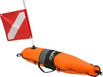 Cressi Inflatable Float Signal Board for Freediving, Scuba Diving, Dive Flag, Hi-Visibility Orange, Reflective Strip, D-Rings | Torpedo: Designed in Italy