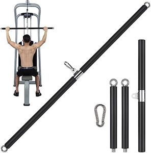 TOBWOLF 42 Inch Detachable LAT Pulldown Bar Attachment for Gym Cable Machine, 360º Rotating T-bar, Full Wrapped EVA Sponge Non-slip Handle, Double Hook Straight Bar for Pulley System Strength Training