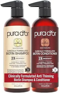 PURA D'OR Professional Grade Biotin Anti-Hair Thinning Shampoo & Conditioner, CLINICALLY TESTED Proven Results, 2X Concentrated DHT Blocker Thickening Products For Women & Men, Sulfate Free, 16oz x 2