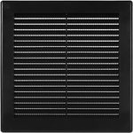 Vent Systems 200 x 200 mm / 8'' x 8'' Inch Black Soffit Vent Cover - Flat Square Air Vent Louver - Grille Cover - Built-in Insect Screen - HVAC Vents for Bathroom, Home Office, Kitchen