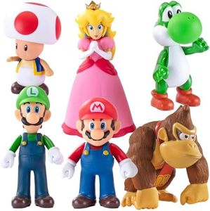 Mario Figures 6 Pack Mario Bros Toys Set Eco-Friendly PVC Mario Action Figures Gift for Kids Ages 3+, Movie Fans, Collector (4-6 Inch)