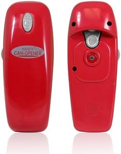 Hystrada Electric Can Opener - No Sharp Edge Handheld Can Opener - Battery Operated Can Opener - Easy One-Touch Operation Red Can Opener - Automatic Can Opener Works on All Types of Cans
