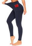 Dragon Fit High Waisted Leggings for Women Tummy Control Workout Running Yoga Pants with Pockets Navy Blue