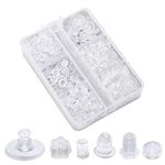 550pcs Silicone Earring Backs for Studs, 6 Styles Clear Hypoallergenic Earrings Safety Back Soft Rubber Earring Stopper Backs Plastic Flat Ear Backings Replacement for Droopy Ears, Hook Earrings