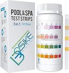 BOSIKE 5 in 1 Water Hot Tub, Swimming Pool & Spa Test Strips Kit - 125 Water Tester Strips for Cyanuric Acid, Free Chlorine, Alkalinity, Bromine and pH Testing