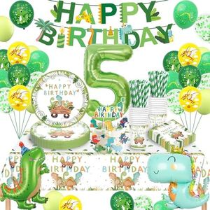 Decoration Anniversaire Dinosaure 5 Ans, Vaisselle Anniversaire Dinosaure, Dinosaure Kit Anniversaire Garçon, Ballon 5 Ans Anniversaire Dinosaure, Dino Party Vaisselle pour Anniversaire 5 Ans Garçon