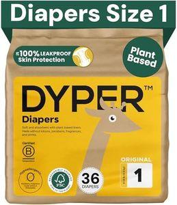 DYPER - Baby Diapers Hypoallergenic Cloth Alternative Day & Overnight Protection - Made with Plant-Based* & Honest Ingredients - Size 1 (36 Count)