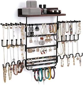 LONGBLE LBWH-28 - Organizador de joyas para colgar con 6 barras giratorias, soporte de pared para collares, pendientes, pulseras, anillos, etc.