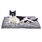 Furhaven Small Cat Bed ThermaNAP Quilted Faux Fur Self-Warming Pad, Washable - Gray, Small