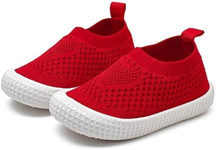 DimaiGlobal Baby Boys Girls Soft Sole Shoes Knit Shoe First Walking Trainers Breathable Lightweight Toddler Sneaker Anti-Slip Prewalkers Outdoor Sneakers Red
