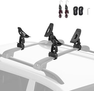 JOYTUTUS Kayak Roof Rack Saddles, Crab Roof Mounting Kit Fits Most Car SUV Truck Cross Bars, Carrier Kayak Paddle Board Surfboard with Tie Down Straps Ratchet Strap,150LBS Load Capacity 2 Pairs