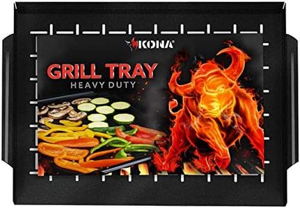 Kona Grill Tray - Heavy Duty BBQ Grilling Pan Will Never Warp & Enameled For Easier Cleaning - BBQ Accessory For Fish, Vegetables, Kabobs - 16x12 x1 inch