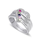 Personalized Heart Birthstone Ring Custom Family Birthstone Ring with 1-8 Names Mother Daughter Ring for Mom, Grandma, Nana, Metal, Cubic Zirconia