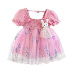 Bold N Elegant Girls Glittery Butterfly Mesh Cocktail Party Mini Tutu Dress Frock for Infant Toddler Baby Girls (9-12 Months, Pink)