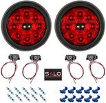 LED Tail Light Kit - 4" Round Hi Visibility Stop-Turn-Tail Lights w/Reverse Lights | For Trucks Trailers RVs | Includes Wiring Connectors (Grommet Mount)