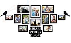 Art Street - Bless This Home Set Of 12 Individual Photo Frame Frames (Mix Size) With Mdf Plaque