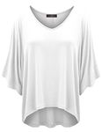 Made By Johnny Women's Scoop Neck Half Sleeve Batwing Dolman Top - Plus Size, Wt1106_white, S