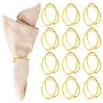 Sibba 12 Pcs Wedding Napkin Rings Gold Napkin Clips Holders Buckles Pins Serving Napkin Rings Table Linens Rings Cloth Napkin Holder Accessories Fit Wedding, Dinner Party, Table Decorations (Golden)