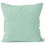 Encasa XO Cotton Throw Pillow Covers 84 TC Set Of 1 I 20X20 In (50X50 Cm) - Mint Green I No Insert I Plain Square Pillowcases I Machine Washable | Indoor Use Only